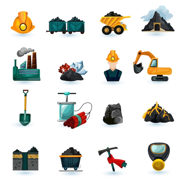 Mijnbouw Icons Set