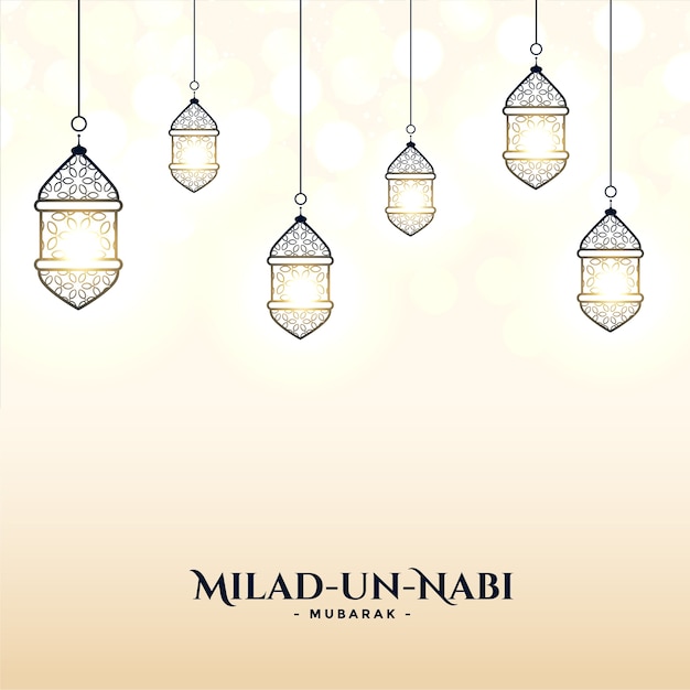 Milad un nabi kaart met ontwerp van lampendecoratie