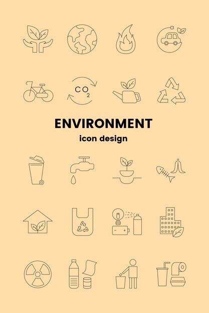 Milieu pictogram ontwerp elementen vector set