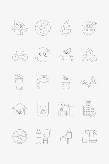 Gratis vector milieu pictogram ontwerp elementen vector set