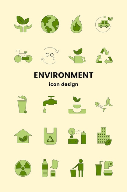 Milieu pictogram ontwerp elementen vector set