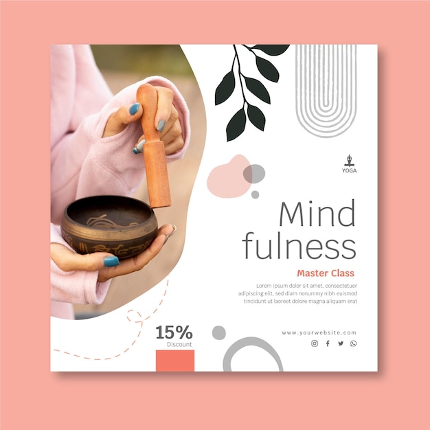 Mindfulness vierkante flyer-sjabloon