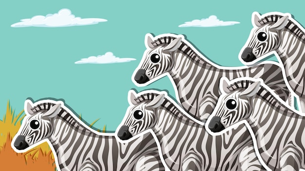 Gratis vector miniatuurontwerp met zebragroep