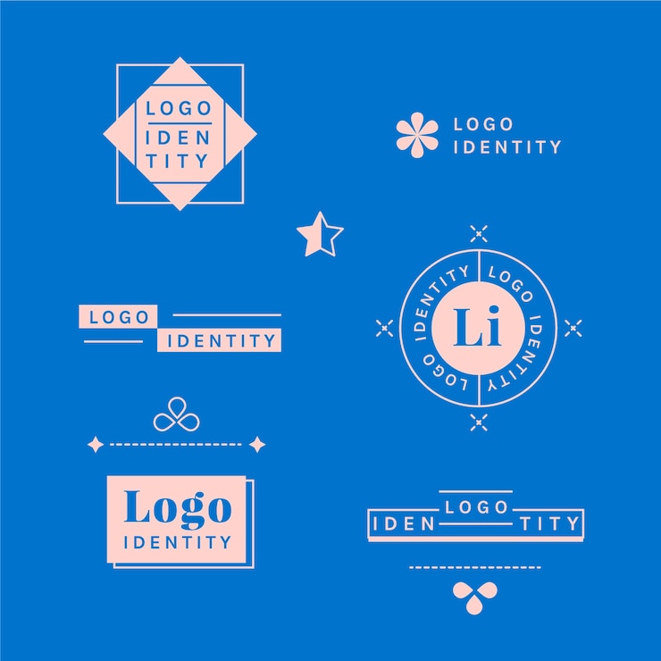 Gratis Vector minimaal logo-elementpakket in twee kleuren
