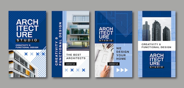 Gratis vector minimale architectuurproject instagramverhalen