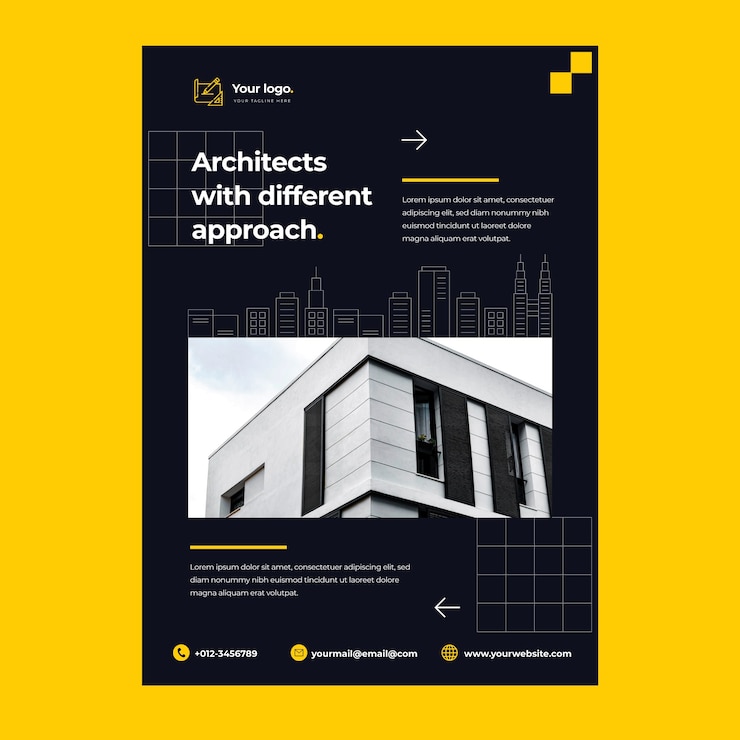 Gratis Vector minimale architectuurproject postersjabloon