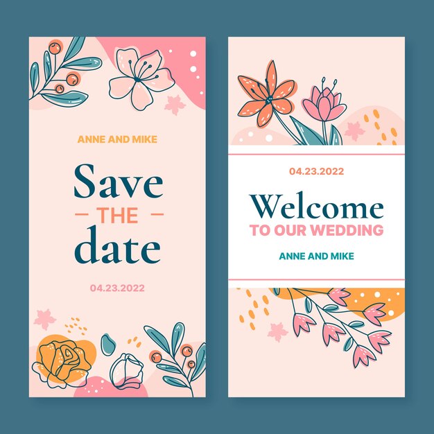 Minimale bloemen bruiloft verticale banner