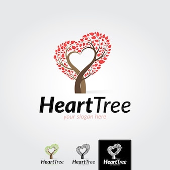 Minimale boom liefde logo sjabloon vectorillustratie