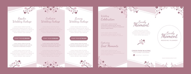 Minimale bruiloft met bladeren brochure sjabloon