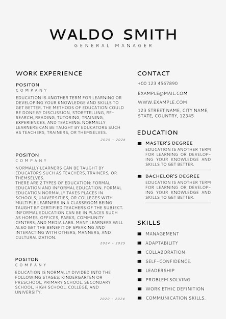 Gratis vector minimale cv bewerkbare sjabloon cv-builder voor professionals