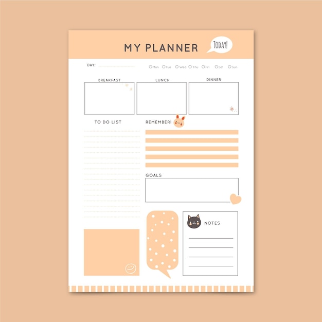 Gratis vector minimale dagelijkse planner-sjabloon