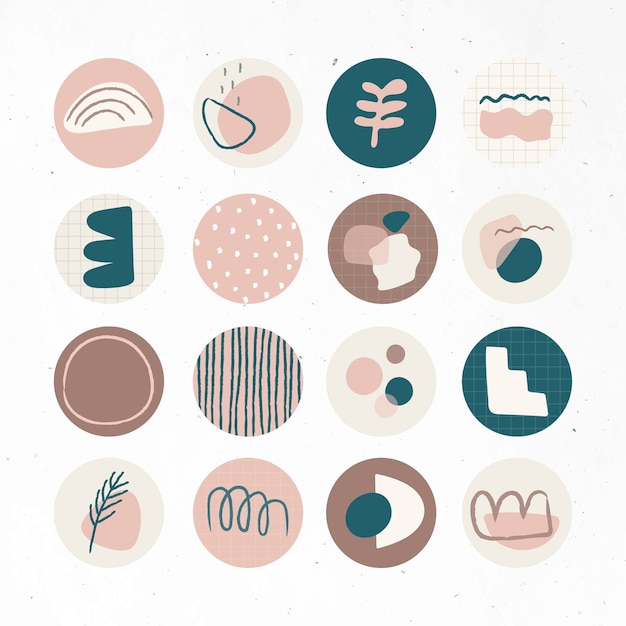 Minimale doodle sociale verhaal hoogtepunten icon set