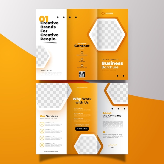 Gratis vector minimale driebladige brochure sjabloon concept