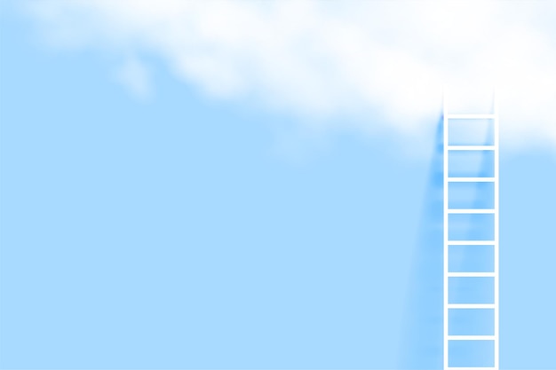 Gratis vector minimale ladder en realistische wolkenachtergrond