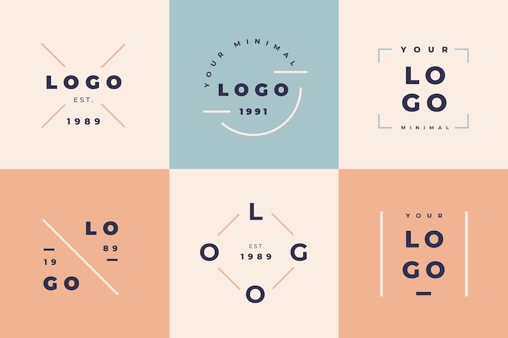 Gratis Vector minimale logo-collectie met pastelkleuren