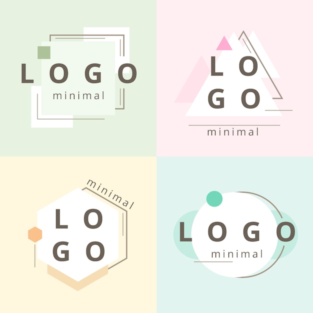 Gratis vector minimale logo-collectie met pastelkleuren