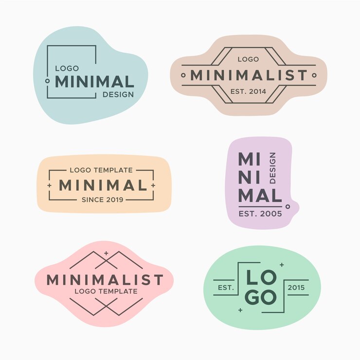 Gratis Vector minimale logo-collectie met pastelkleuren