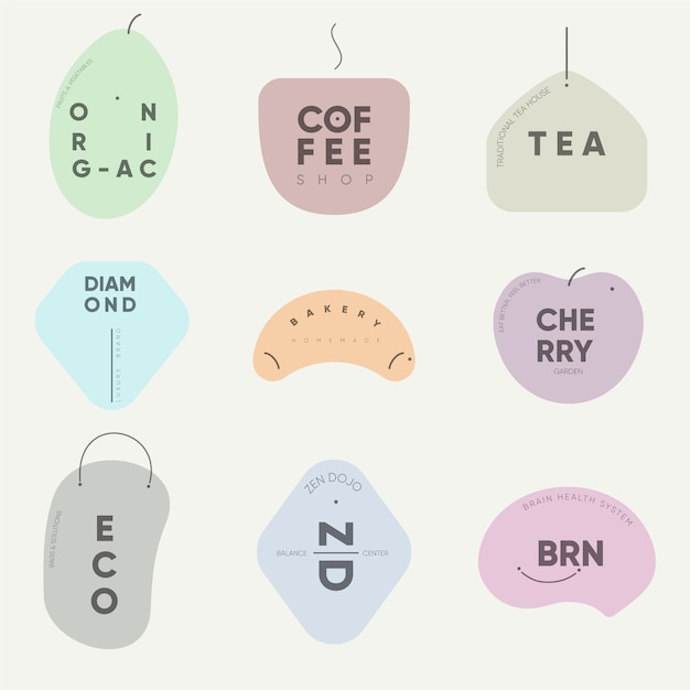 Minimale logo set met pastel kleuren