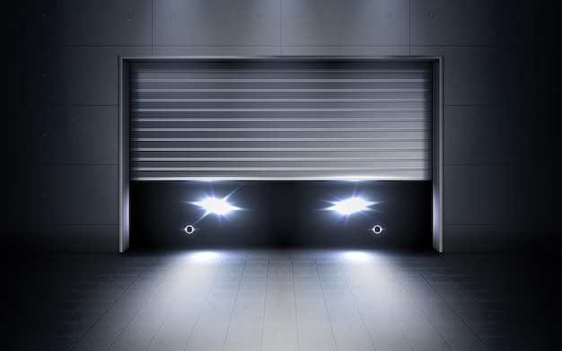 Gratis vector minimale metalen garage voor auto's