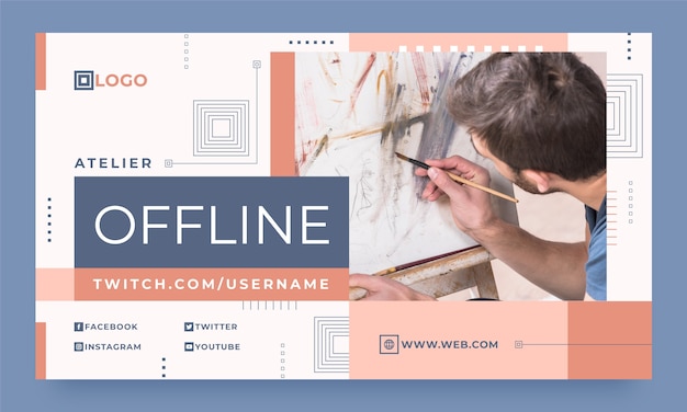 Minimale schilderij atelier twitch achtergrond