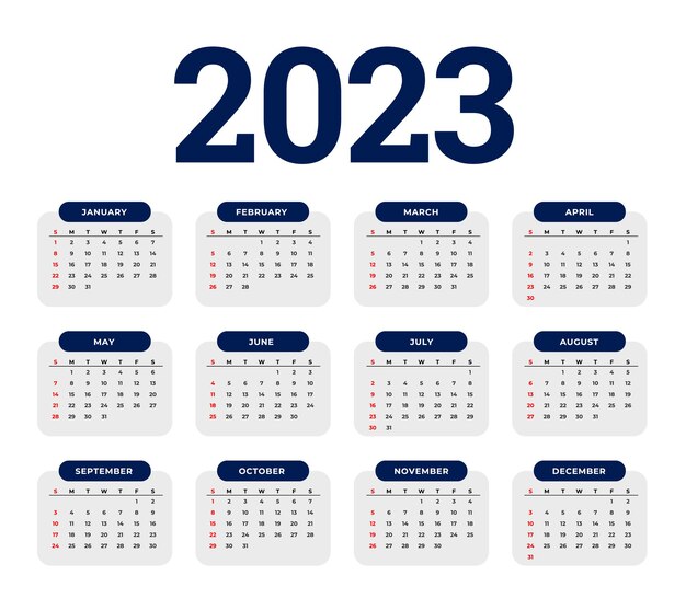 Minimale stijl 2023 paginakalender voor het nieuwe jaar