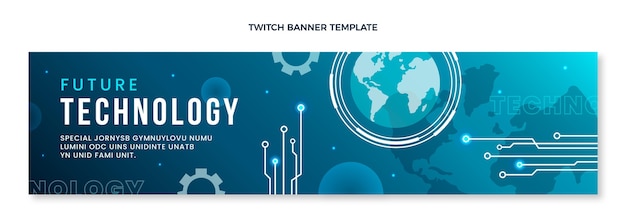 Gratis vector minimale technologie twitch banner