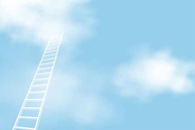Gratis vector minimale vooruitgang ladder achtergrond met hoge hemel hemel wolk