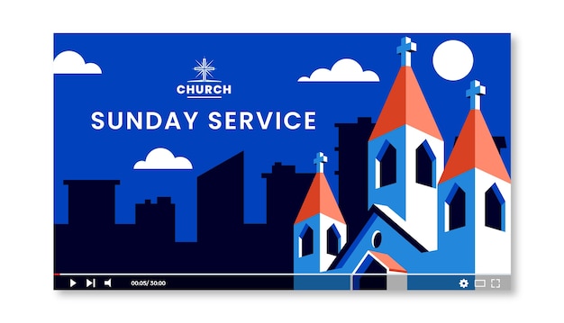 Gratis vector minimale youtube-thumbnail voor gebed in de kerk