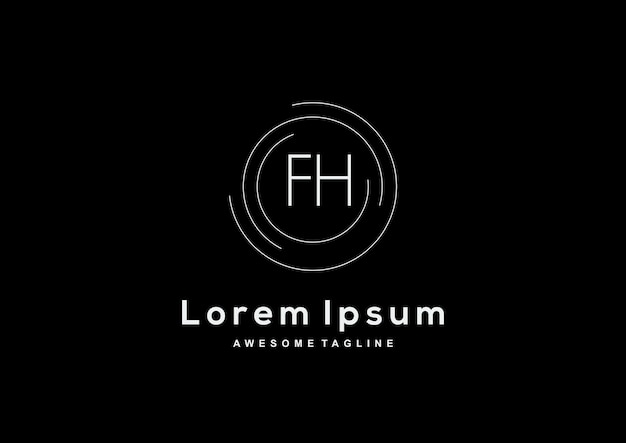 Minimalistisch letter FH-logo-ontwerp met cirkelvorm