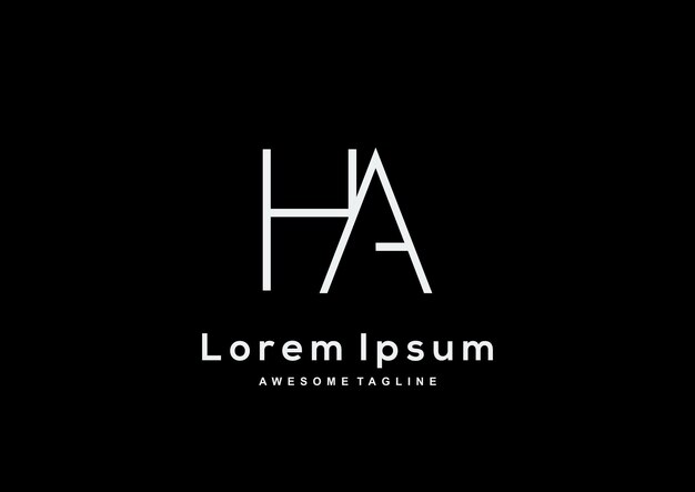 Minimalistisch letter HA-logo-ontwerp