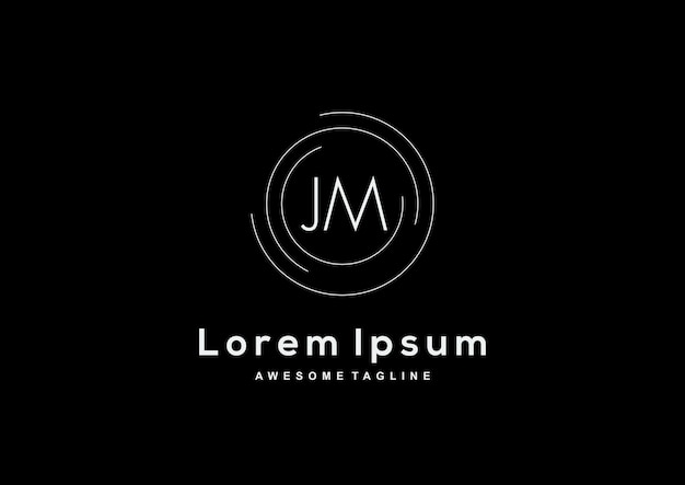 Minimalistisch letter JM-logo-ontwerp met cirkelvorm