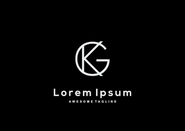 Minimalistisch letter KG-logo-ontwerp met cirkelvorm