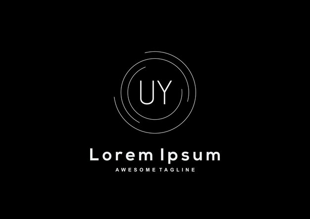 Minimalistisch letter UY-logo-ontwerp met cirkelvorm
