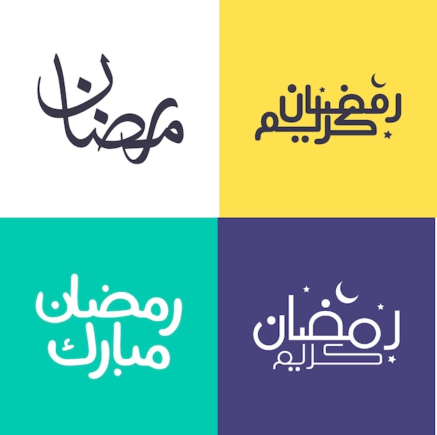 Minimalistisch Ramadan Kareem-kalligrafiepakket in modern Arabisch schrift voor moslimfeesten