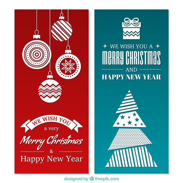 Minimalistische banners voor kerst