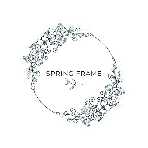 Minimalistische bladeren en bloemen lente frame ontwerp