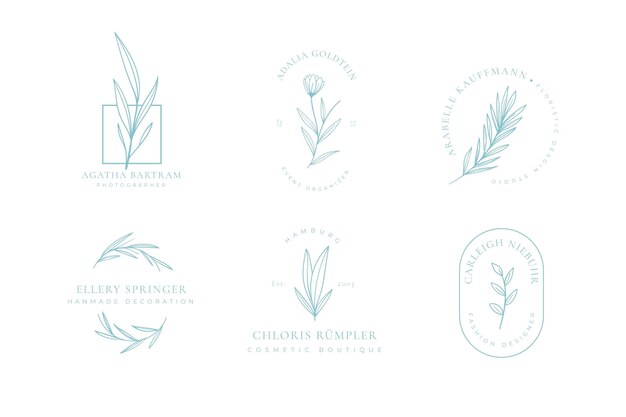 Minimalistische bloemenlogo-collectie