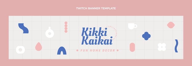 Minimalistische boutique twitch-banner met plat ontwerp