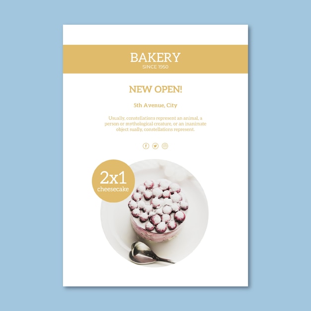 Gratis vector minimalistische cheesecake bakkerij poster