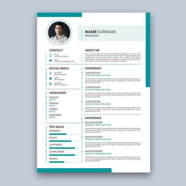 Minimalistische cv-sjablonen