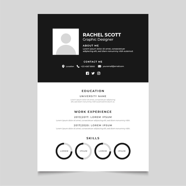 Gratis vector minimalistische cv-sjabloon