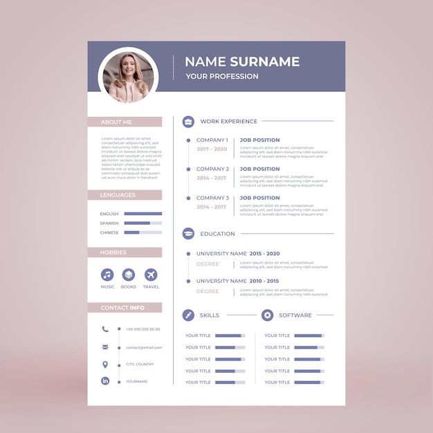 Minimalistische cv-template met foto