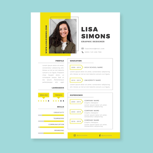 Gratis vector minimalistische cv-template