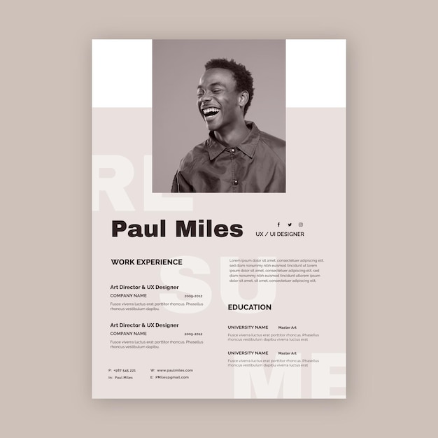 Gratis vector minimalistische cv-template