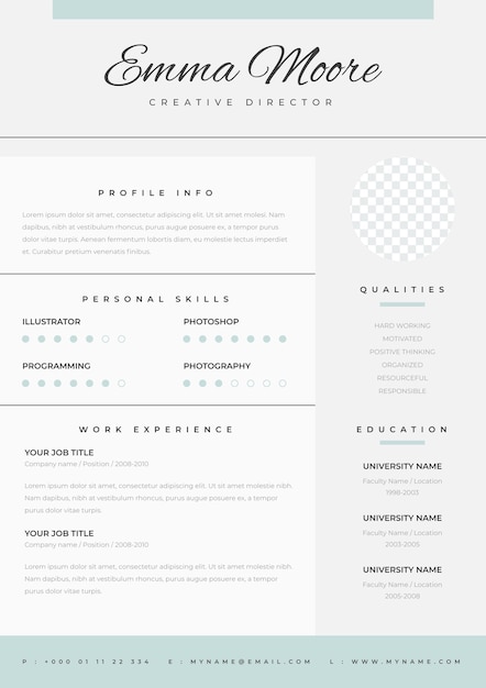 Gratis vector minimalistische cv-template