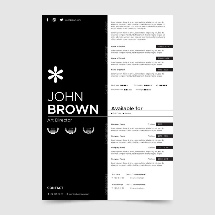 Gratis Vector minimalistische cv-template
