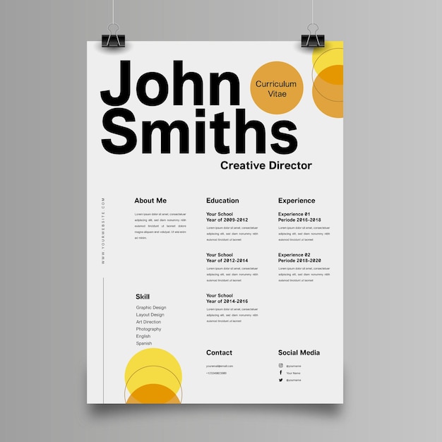 Gratis vector minimalistische cv-template