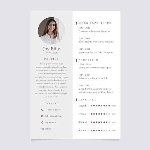 Minimalistische cv-template