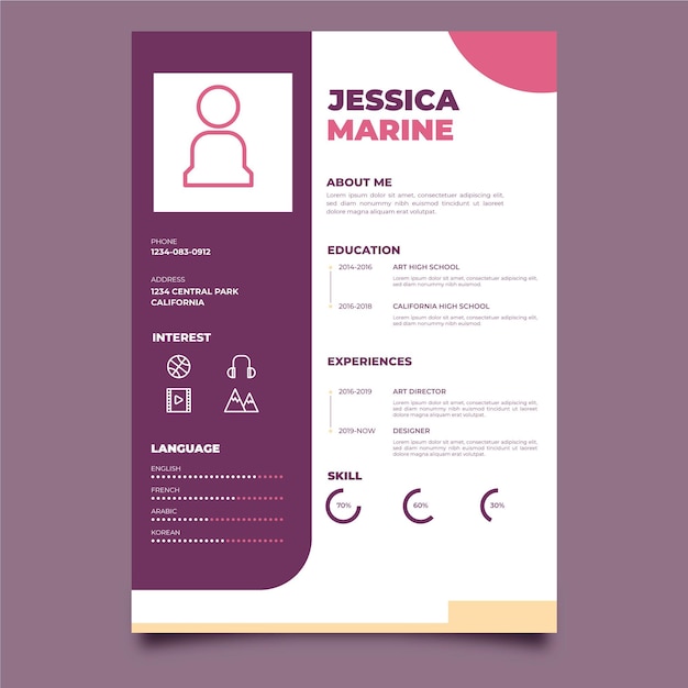 Gratis vector minimalistische cv-template