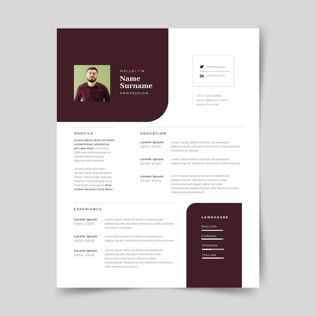 Gratis vector minimalistische cv-template